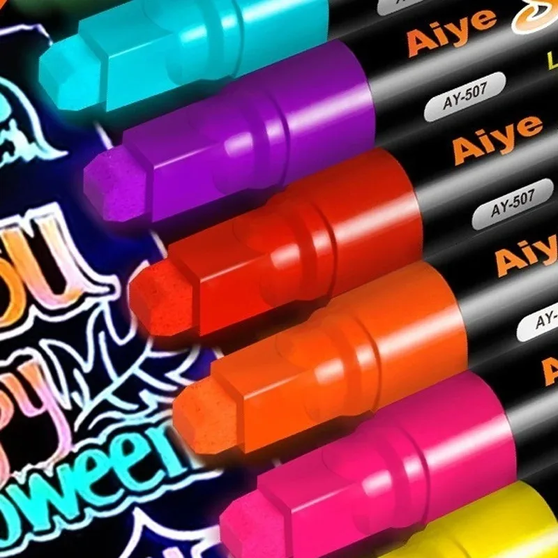 8 ألوان 7 مللي متر أقلام تحديد الطباشير السائلة القابلة للمسح قابلة للغسل والرطب صانعات النيون للسبورة علامات السبورة نافذة زجاجية