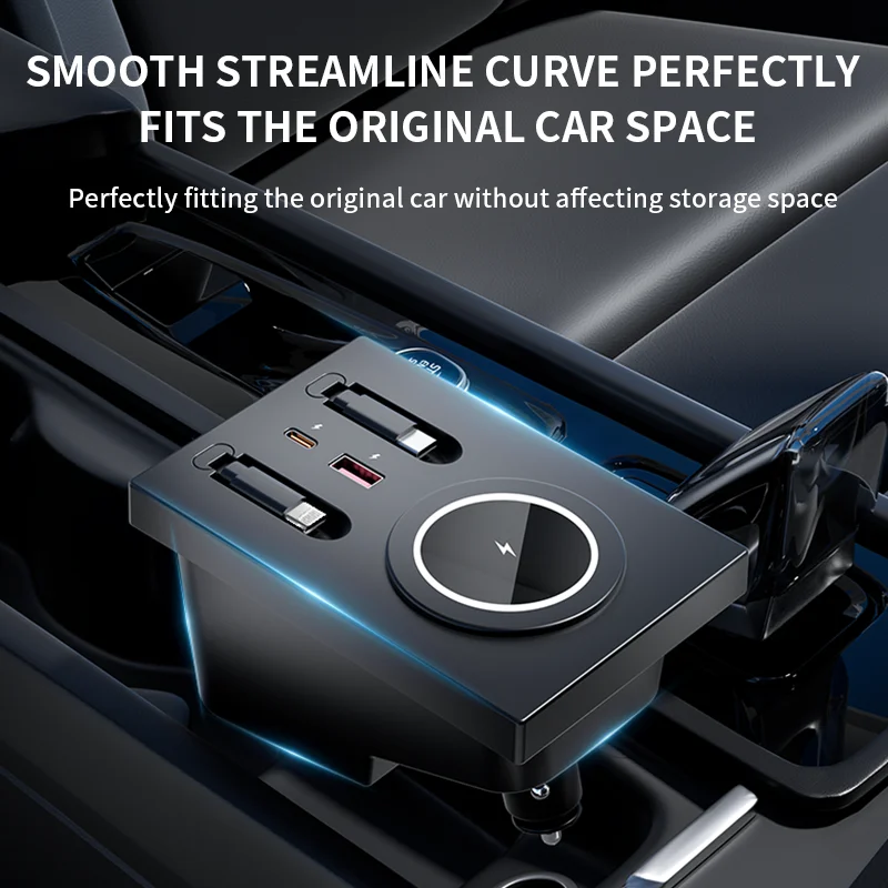 

For Volvo Car Fast Charger Docking Station 130W Cigarette Lighter Splitter USB Converter Fit XC40 XC60 XC90 S60 S90