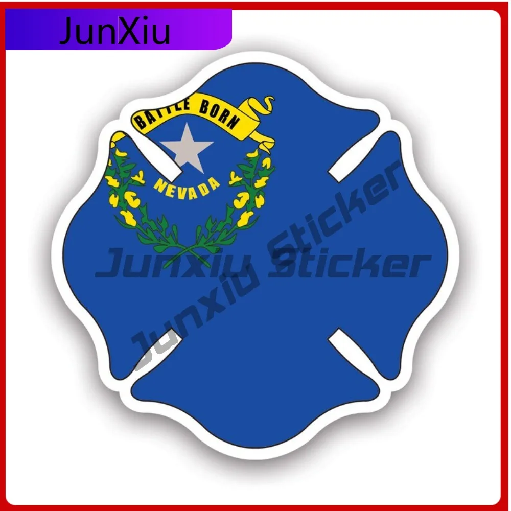 

Nevada State Maltese Cross Shaped Sticker Creative Decals Fighter Dept First Responder Symbol Of Protection State Flag Patriotic