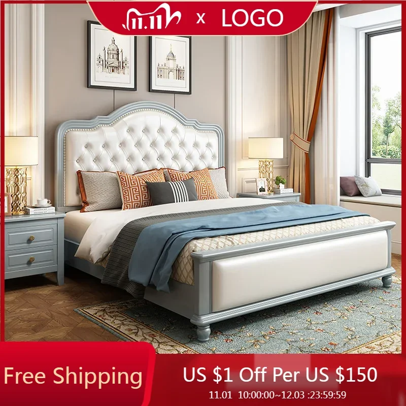 

Queen European Bed Kids Double King High Bed End Headboard Frame Double Bed Modern Girl Letti Matrimoniali Furniture For Bedroom