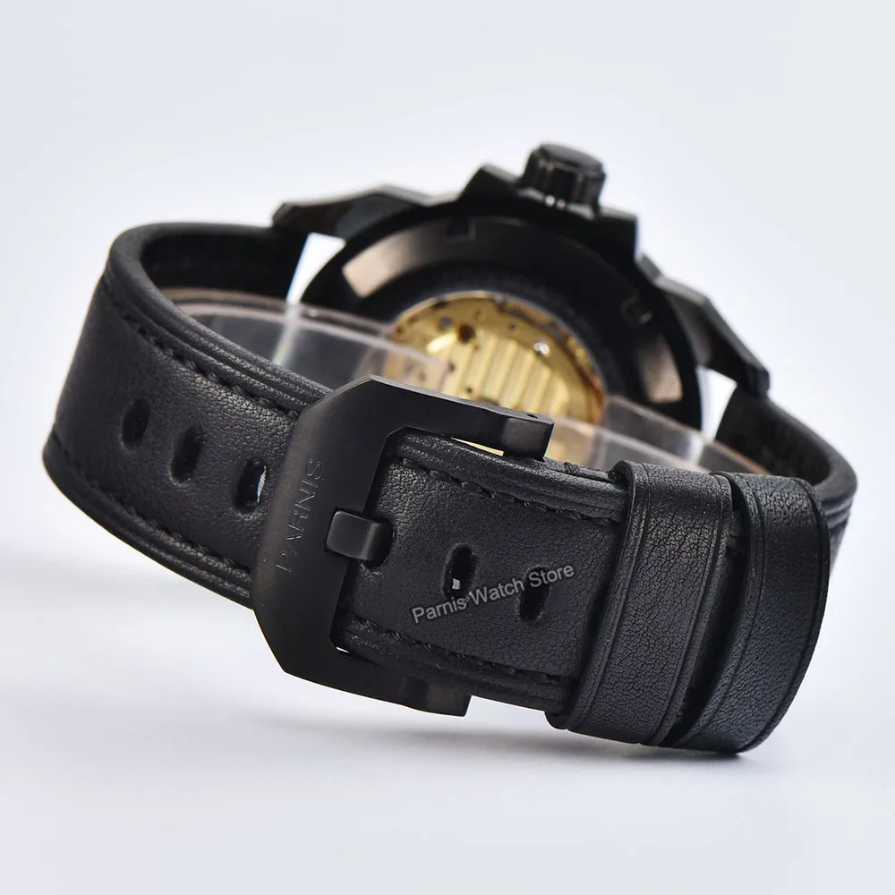 Parnis 44mm esqueleto hombres reloj de pulsera relojes mecánicos Japón Miyota82S5 mecánico militar piloto reloj oro rosa negro plata