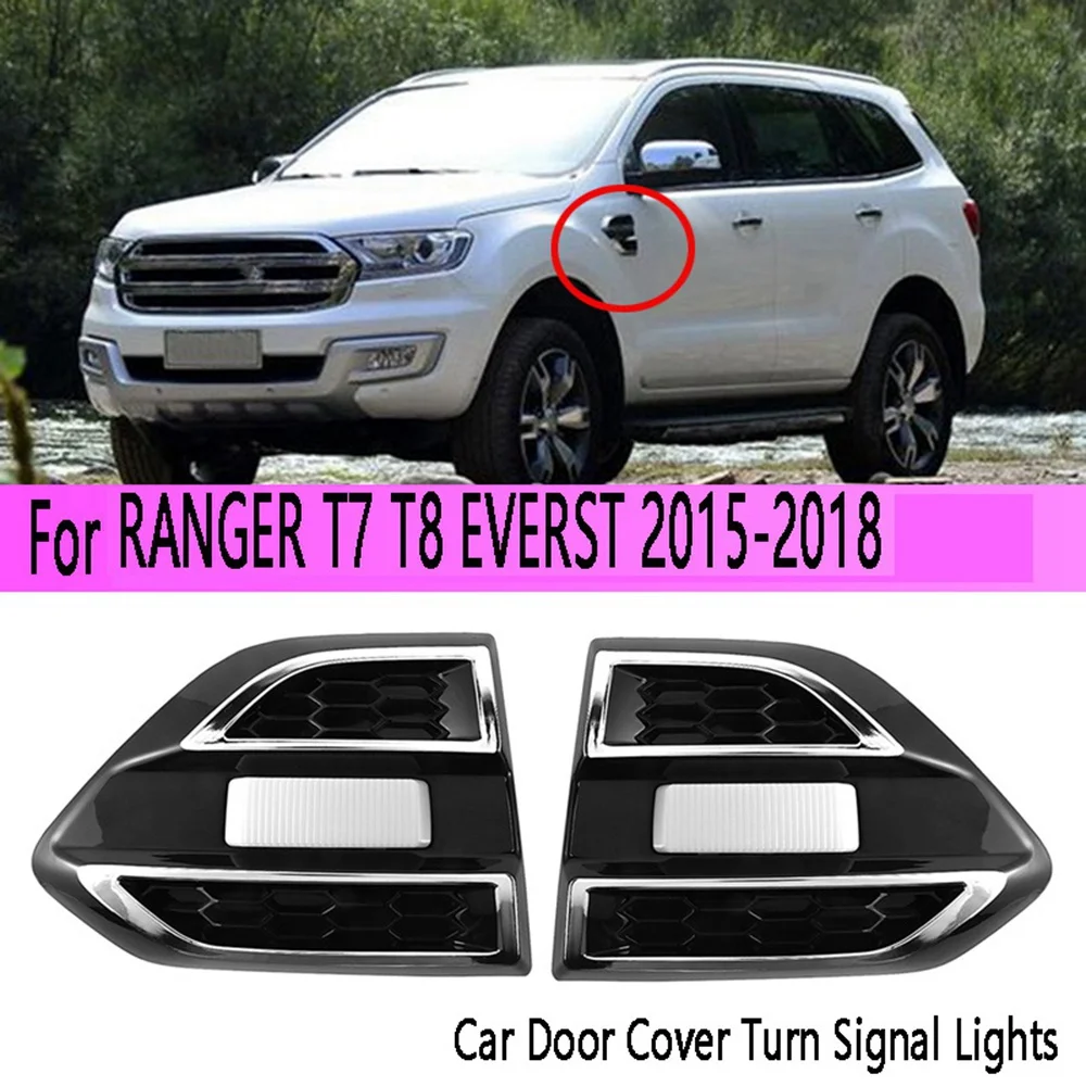 1Set Car Door Cover Turn Signal Lights LED Daytime Running Light Day Lights for FORD RANGER T7 T8 EVERST 2015-2018