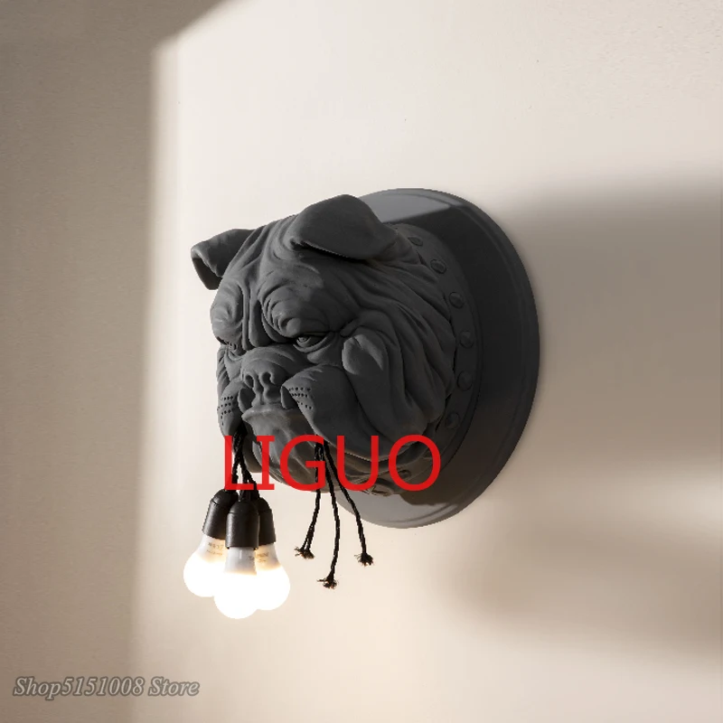 Nordic animal Dog wall lamp dining room study bedroom lamp creative designer KTV Bulldog wall light Home Decor Lighting fixtures