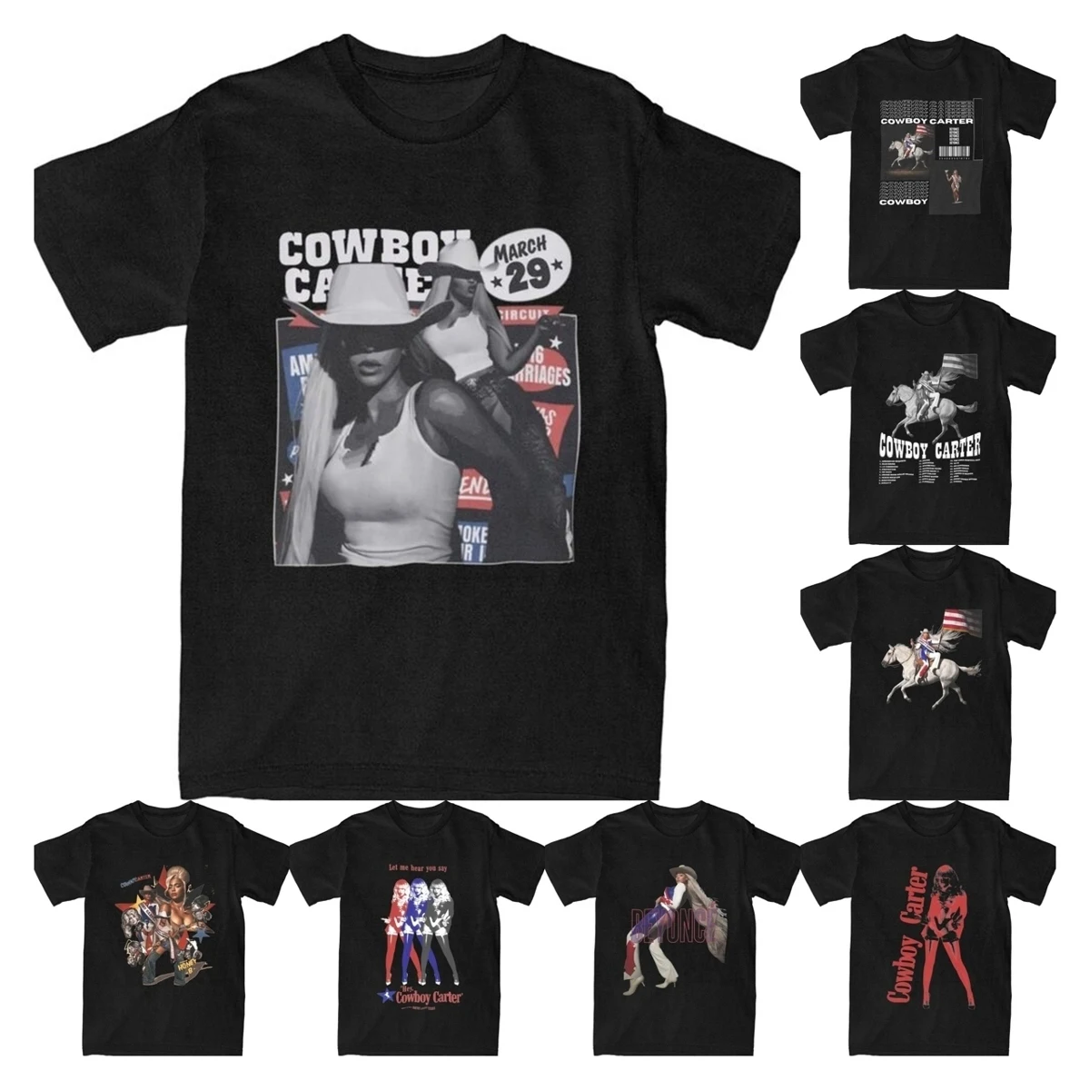 Vintage Cowboy Carter Beyonce 2024 Tour Merch Shirt for Men Women music queen Novelty Pure Cotton Printed Tees