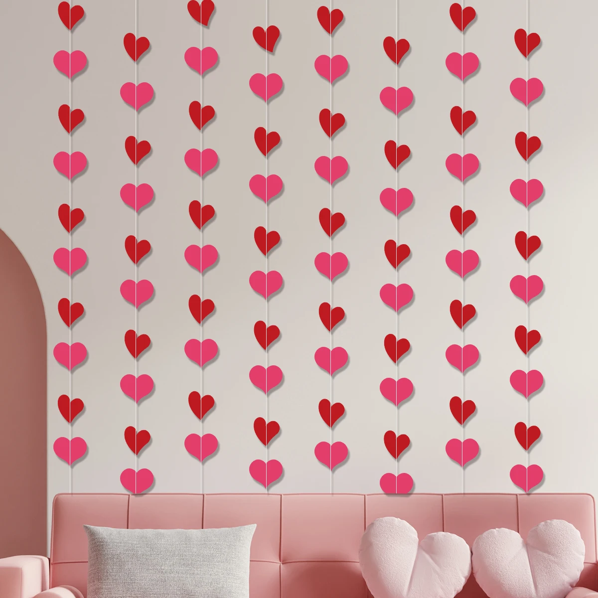 XOXO Heart Garland String Red Pink Valentines Day Decoration paper Garland banner Wedding Anniversary Home Wall Hanging decor