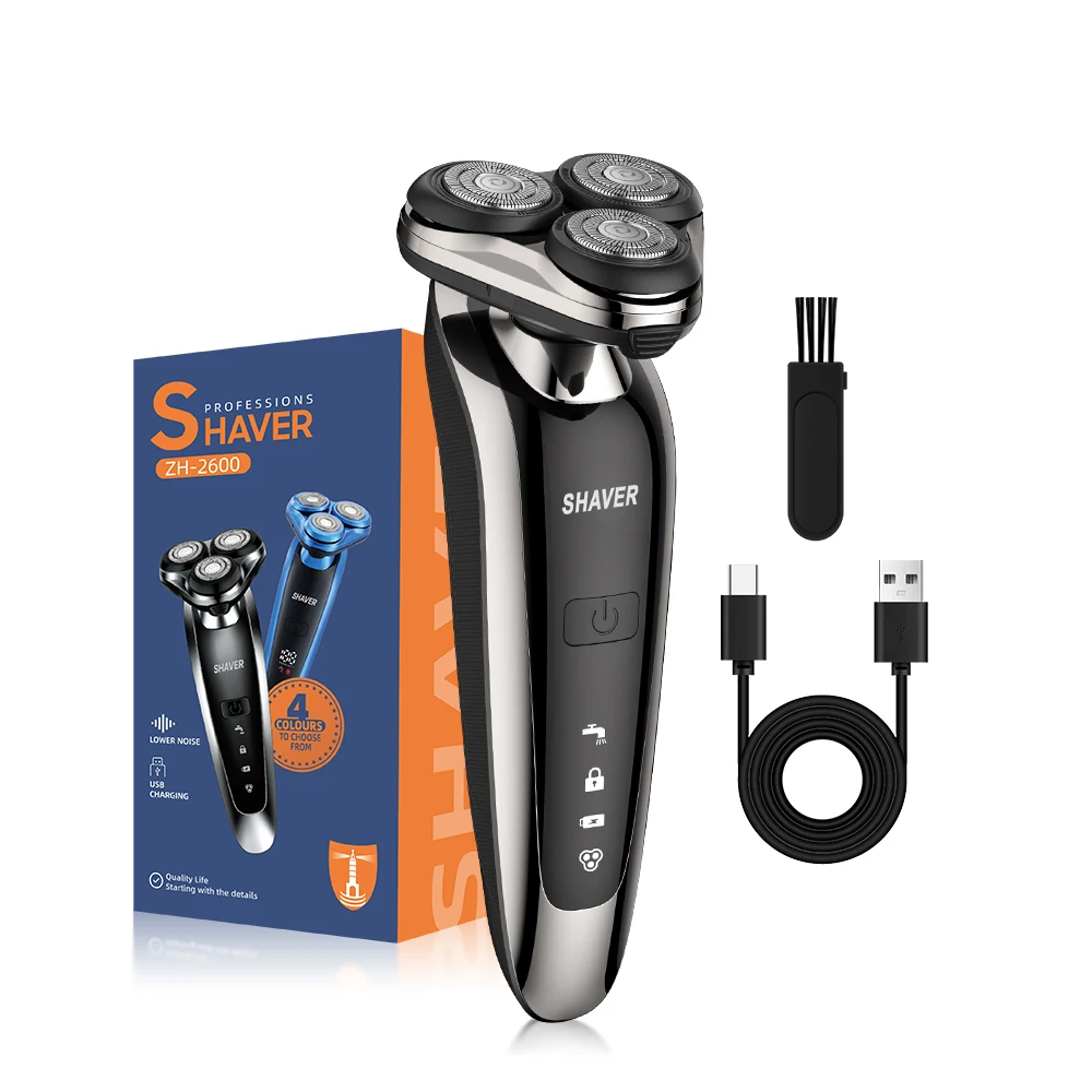 

Роторная электробритва с тремя лезвиями, питание от USB, водонепроницаемая, плавающая, вращающаяся, с зарядкой типа C для домашнего использования на колесах в отеле