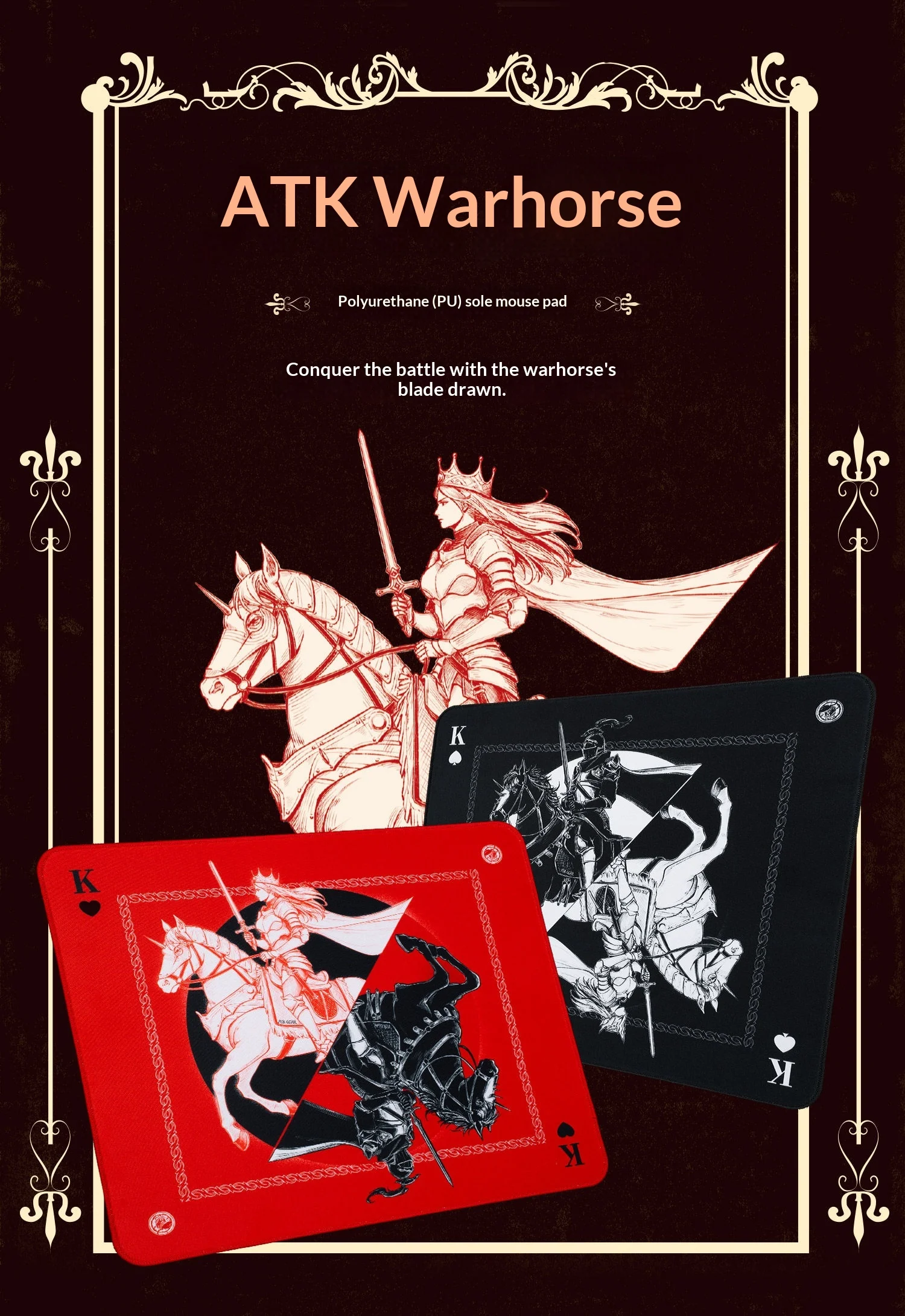 Original ATK Mauspads Warhorse Battle Riding Mauspad Original-Illustration E-Sports FPS-Spiel Büro Fearless Contract Delta – Detail 2