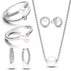 Orecchini a cerchio donna orecchini a bottone in argento Sterling 925 con perle Pavé Halo per orecchini da donna gioielli regali