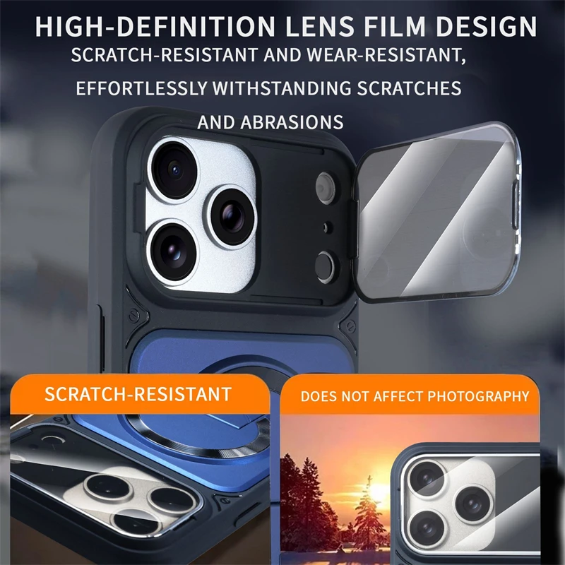 Foldable Stand Magnetic Case for IPhone Air 17 16 15 13 12 11 Pro Max 14 Plus 17Pro IPhone17 Magsafe Camera Lens Holder Cover view 3