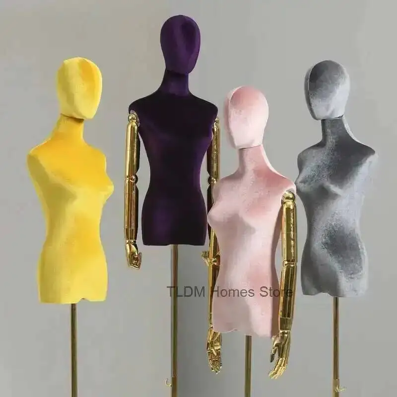

Mannequins Clothing Store Color Model Dressmaker Velvet Female Model Props Puppet Gold Plating Mannequin Display Stands T