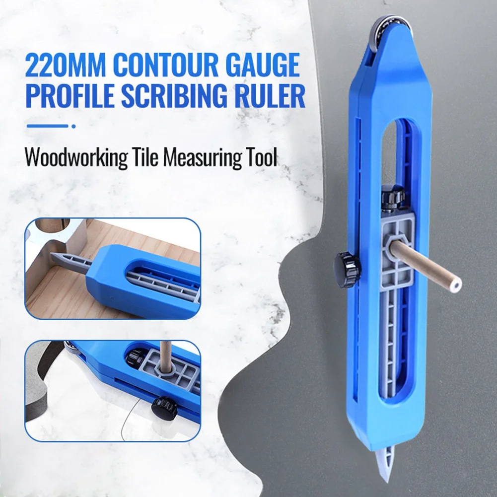 New Profile Scribing Ruler Contour Gauge with Lock Adjustable Locking Precise Woodworking Gauge Measurement Tool(Type