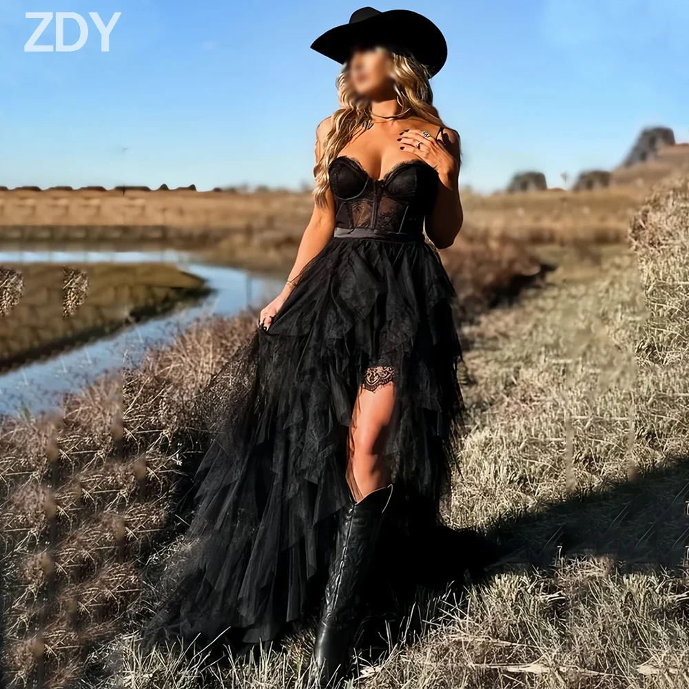 

Customized Elegant Black Long Evening Dresses for Special Occasions Sweetheart Floor-Length Side Slit Women Party Dress 2025