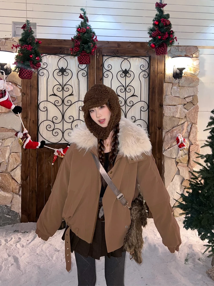 

Белое утепленное хлопковое пальто-жакет в корейском стиле для женщин, свободного кроя, на молнии, универсальное, зимнее, теплое