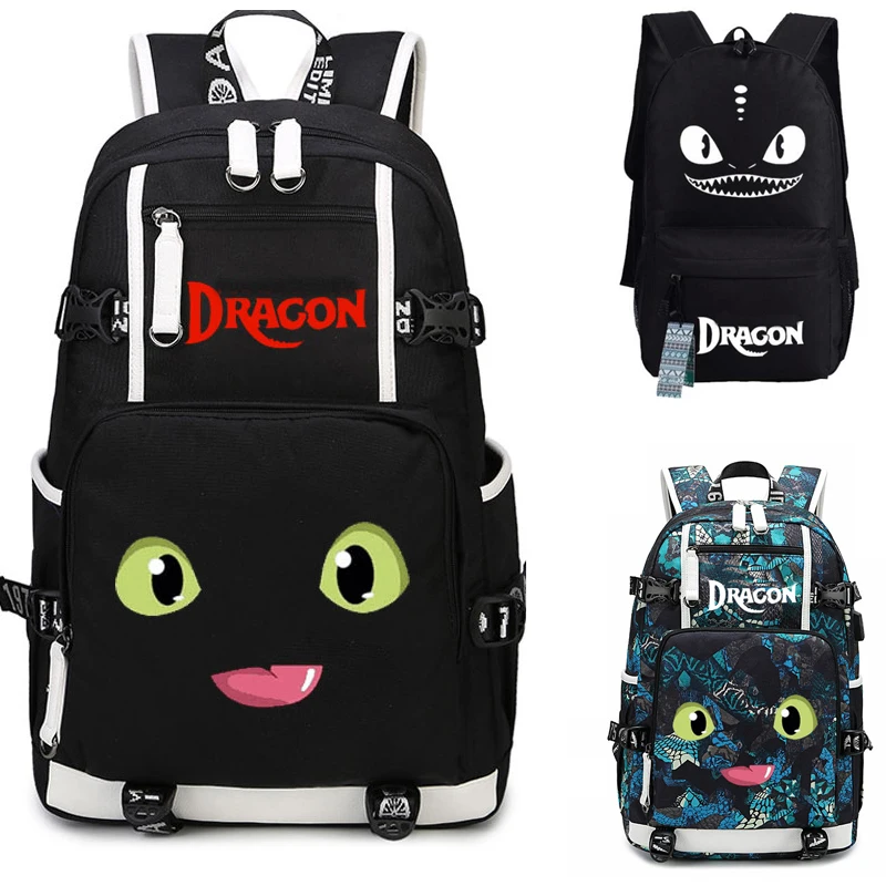 Hot Film Toothless Dragon Backpack Train Your NightFury Bag Canvas Luminous Schoolbag Travel Bags