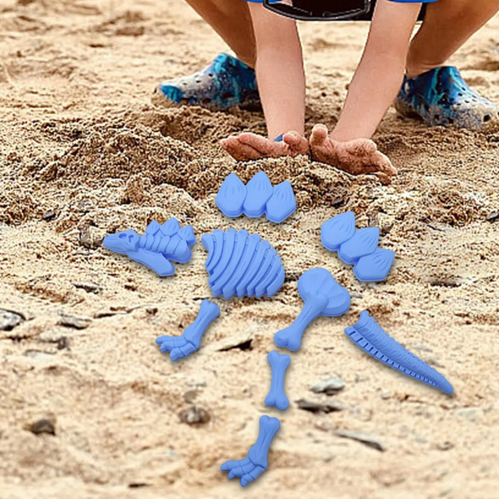 

9 Pieces Play Sand Skeleton Dinosaur Toys Fossil Skeleton Beach Toy Set for Boys and Girls Children Kids Age 2 3 4 5 6 8