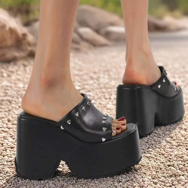 

Тапочки на толстой подошве 10 см с квадратной головкой, большие размеры 34–43, повседневные корейские женские летние сандалии, обувь для бисквита