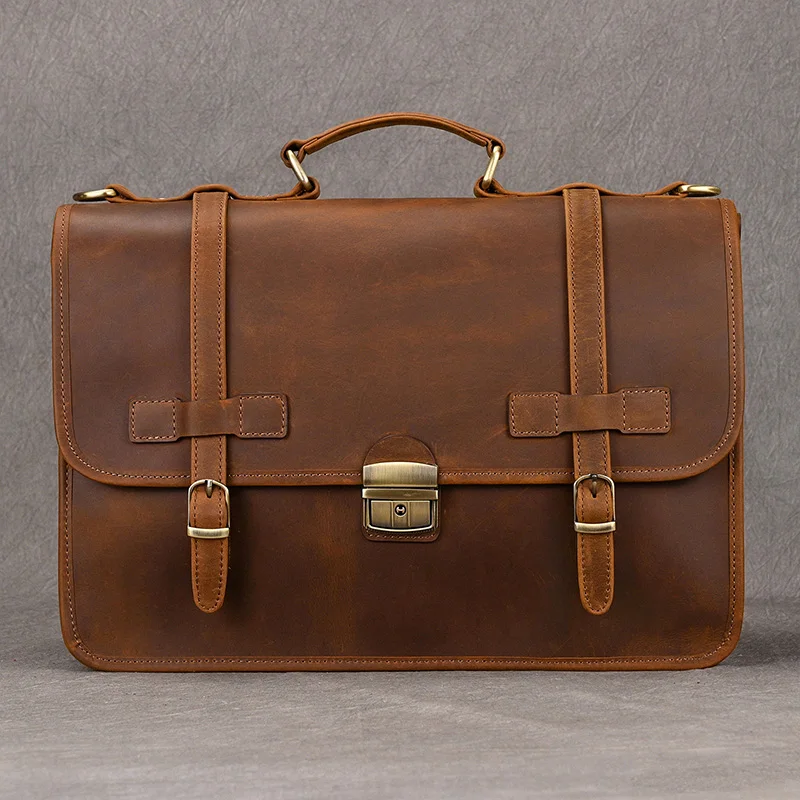 Luxury Designer Leather Briefcase Mans Male Genuine Leather Business Bag Brown Leather Briefcase Bag For Laptop Notebooks