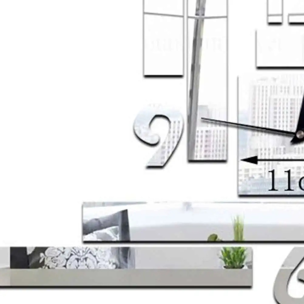 

1pc Eco-Friendly Mirror Striped Square Wall Decorative Hanging Clock Waterproof Material For Home Office Restaurant Chic Art