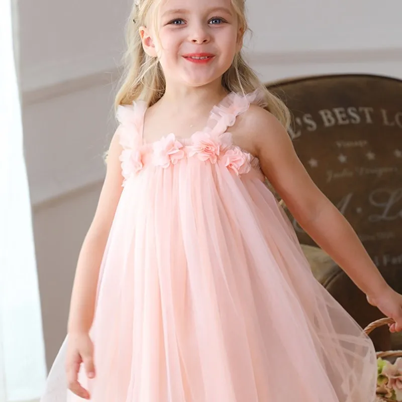 Baby Girl Princess Sleeveless Tutu Dress flower Infant Toddler Child Tulle Vestido Party Pageant Birthday Baby Clothes 1-7Y