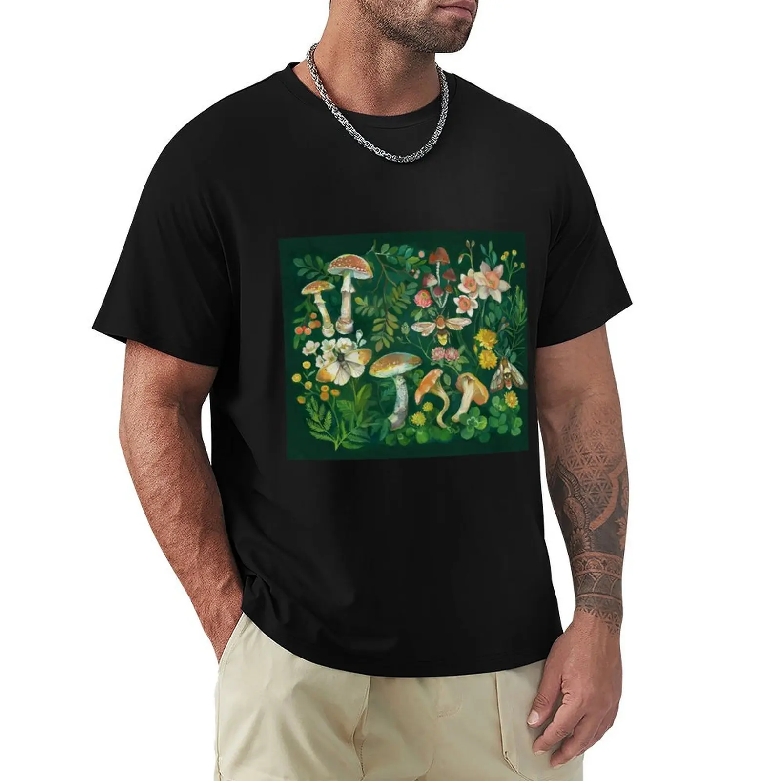 Mushroom Dandelion Garden T-Shirt Moisture Wicking Quick Dry Tee