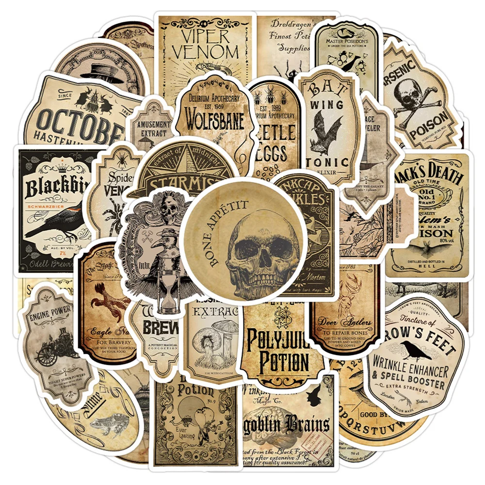 Etiqueta de terror vintage adesivos dos desenhos animados, DIY decalque impermeável, Scrapbooking, mala, telefone, laptop, Graffiti adesivos