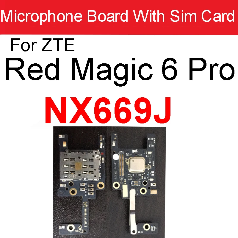 SIM Card phone Board For ZTE Nubia Red Magic 5S 5G NX659J 6Pro 6 NX669J MIC phone Sim Card Tray Holder Replacement