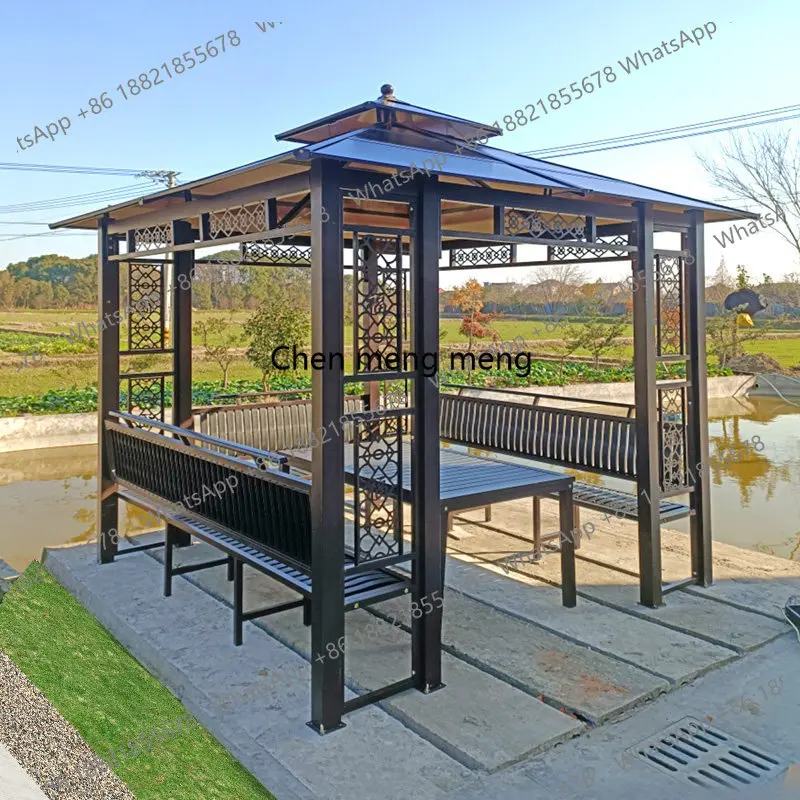 Outdoor gazebo rain tent villa courtyard tables and chairs awning house four corners, terrace garden