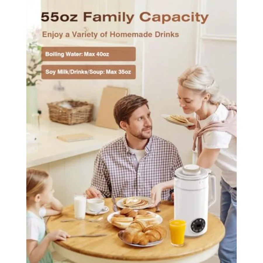 10 в 1 машина для приготовления орехового молока для домашнего использования, автоматическая машина для приготовления соевого молока на 55 унций с 12 лезвиями, идеально подходит для приготовления домашнего миндаля и овсяного кока