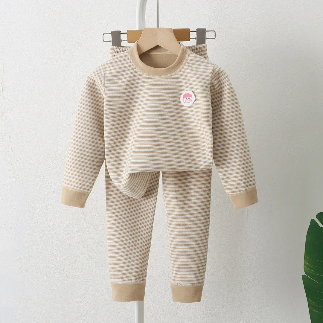 Herbst Winter Kinder verdicken warme Pyjamas Baby Jungen Mädchen gestreifte Langarm Pyjamas Kleinkind Nachtwäsche Kinder kleidung Sets