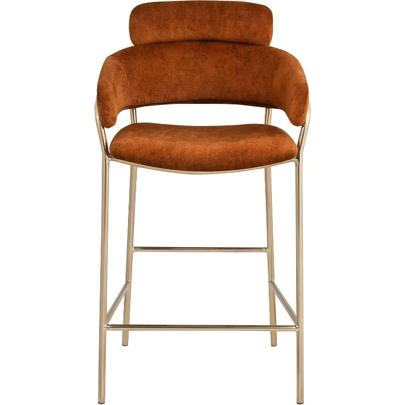 550Cognac-C Yara Collection Modern | Contemporary Velvet Upholstered Counter Stool