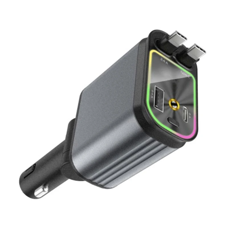 4 in 1 Retractable Car Charging Adapter for 16 15 14 120W USB C Fast Chargers