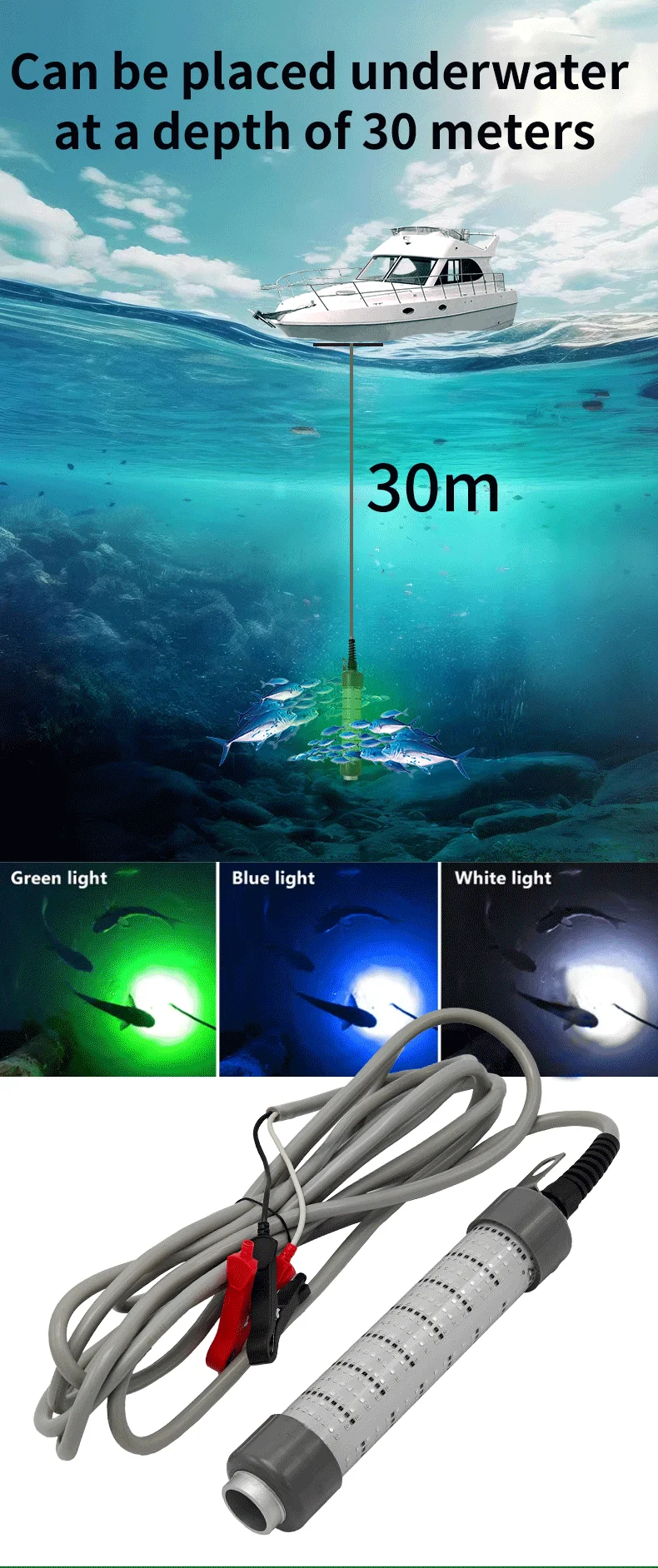 400w Underwater Fishing Light Stick Attracting Squid Cuttlefish Commercial Light Gear