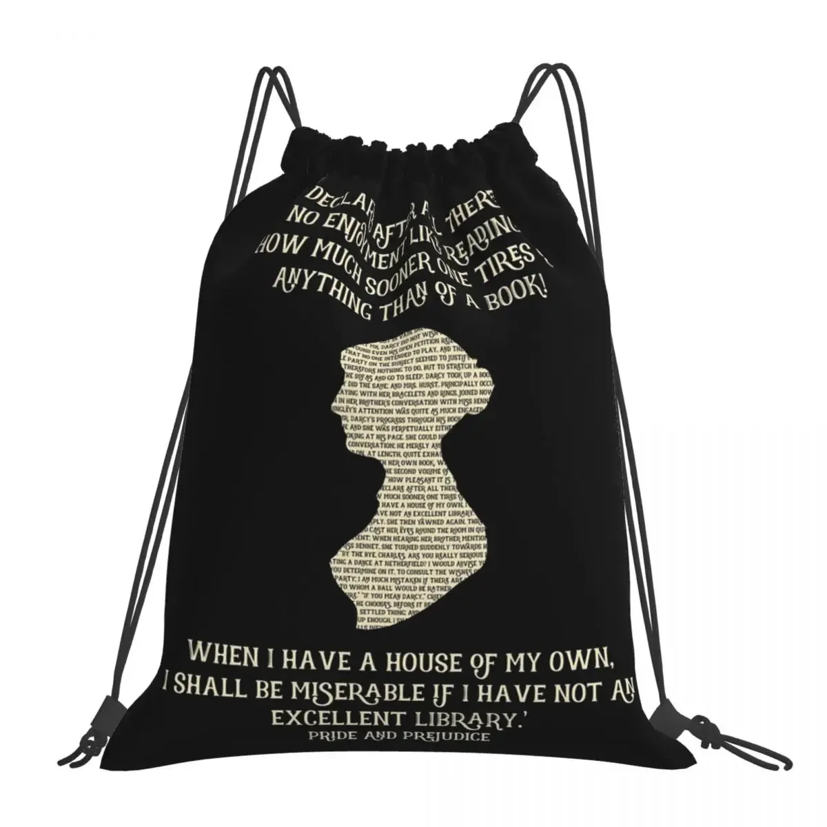 

Jane Austen Book Quote Pride And Prejudice Backpacks Drawstring Bags Drawstring Bundle Pocket Shoes Bag BookBag Travel Students