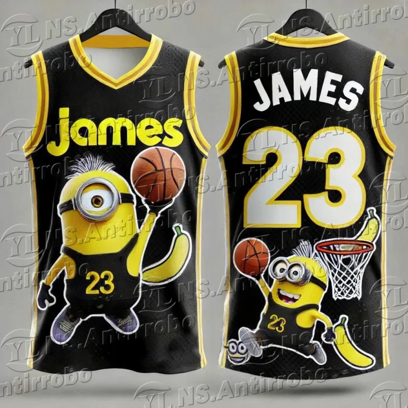 

2025 Minions Kids Summer Basketball Vest No. 23 Quick Dry Basketball Jersey Outdoor Sweatshirt Fan Special Jersey Kit