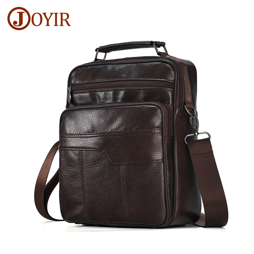 JOYIR Genuine Leather Retro Men\'s Crossbody Bag Designer Shoulder Bag for Male Zip Messenger Bags Casual Satchel Bags Handbag