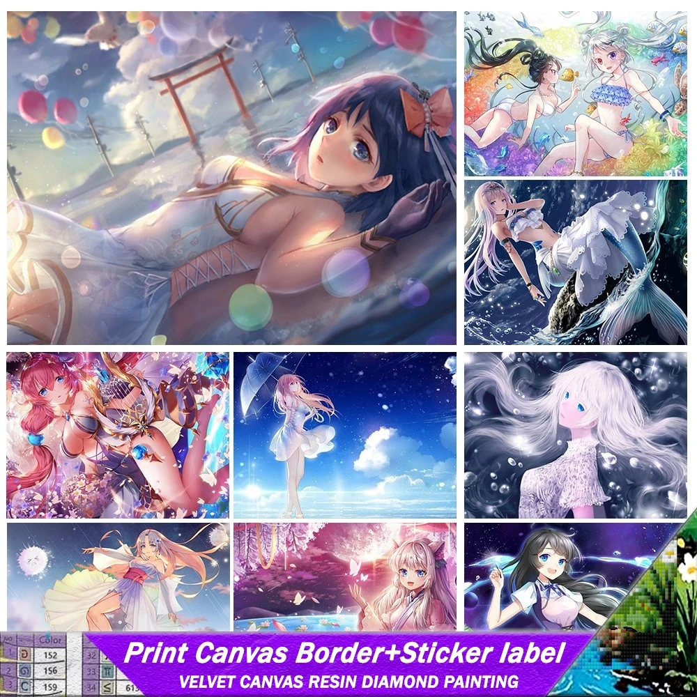 

5D алмазная живопись из смолы с наклейкой, двумерная анимация, полная дрель, мозаика, сделай сам, ручная инкрустация, вышивка, домашний декор, подарки