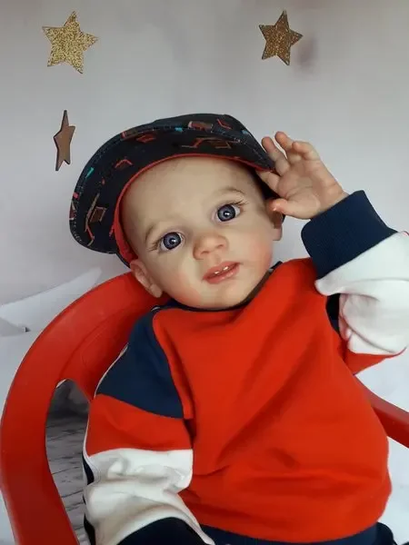 Dls puro artesanato 25 polegadas menino versão reborn bebê fritzi desenho à mão cabelo já acabado boneca presente de natal