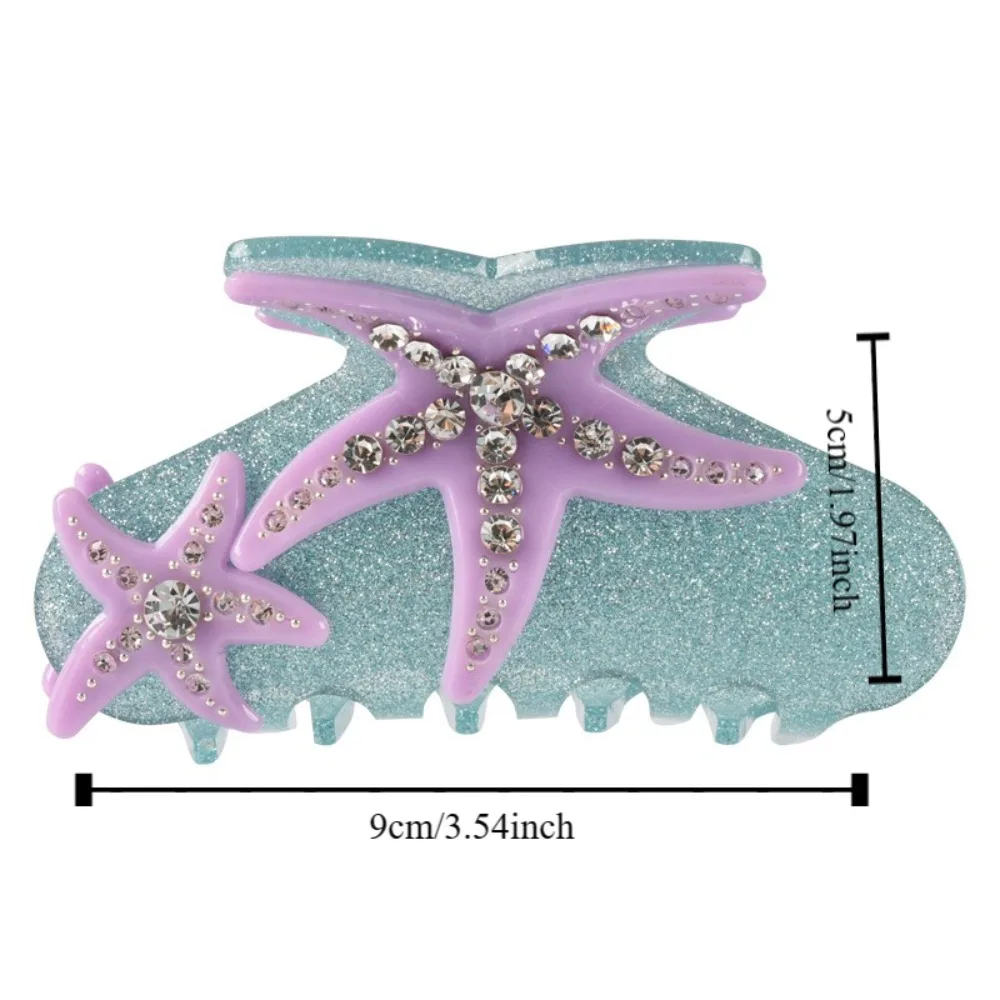 Fashion Acetic Acid Acetate Hair Claw Rhinestone Korean Style Starfish Hair Grab Clip Headdress Large Shark Clip Lady