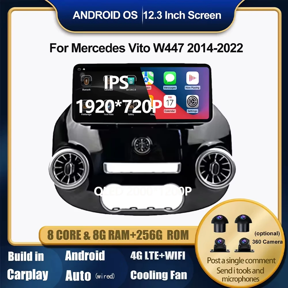 

For Mercedes Vito W447 2014-2022 12.3inch Car Android Car Radio Multimedia Navigation Stereo Video Player Head Unit Auto BT WIFI