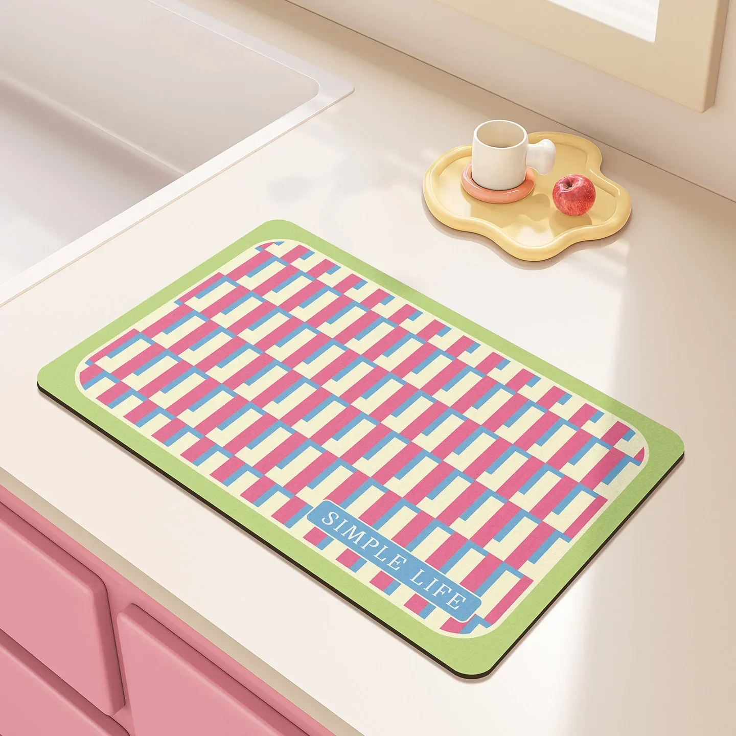 Vibrant Pattern Diatomite Mat Fast Drying Heat Resistant Absorbent Non Slip Pad For Kitchen Countertop Coffee Dining Table
