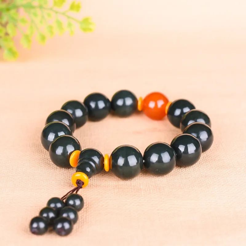 

Natural Hetian Cyan Jade Bead Charm Bracelet Bangles Fashion Jewellery Accessory Gemstone Amulet Gifts for Women Men Luxury