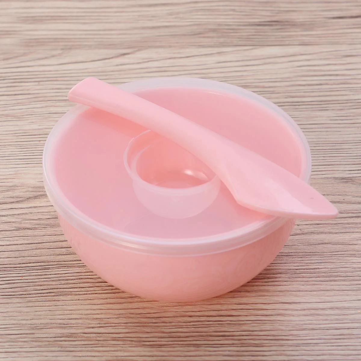 مجموعة غطاء وعاء قناع الوجه 3 في 1 من البلاستيك DIY أدوات مكياج محمولة للاستخدام المنزلي باللون الوردي #5