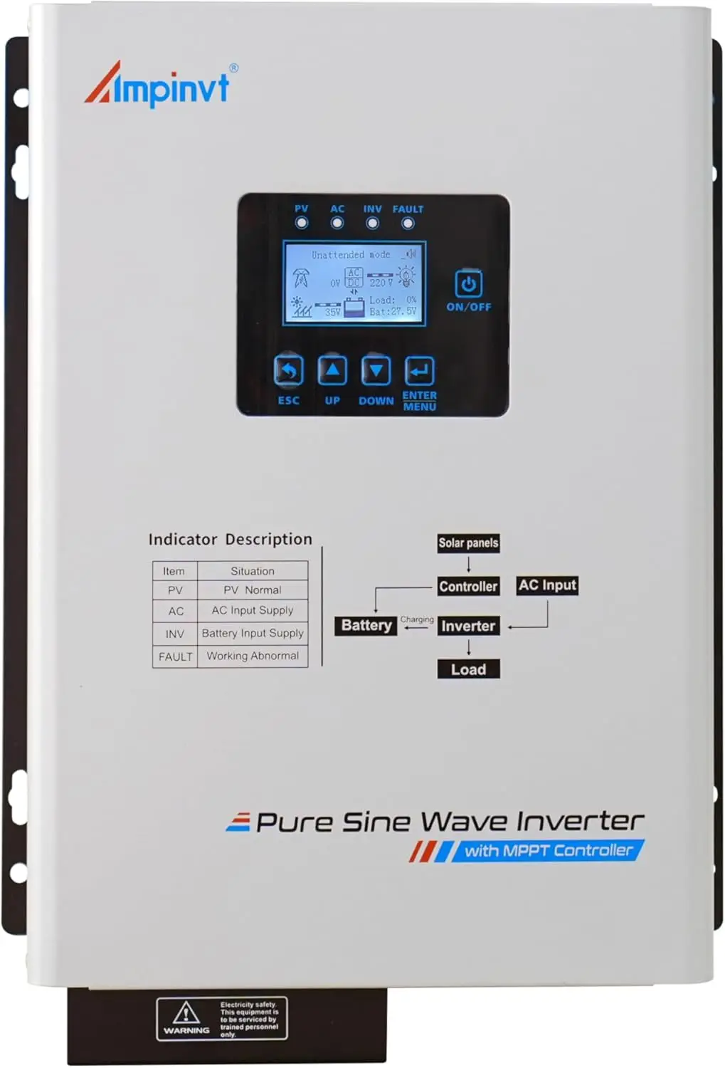 

Синусоидальный солнечный инвертор мощностью 1200 Вт от 12 В до 120 В, автономная сетка, контроллер MPPT, зарядка переменного/солнечного режима, совместимость с Lifepo4