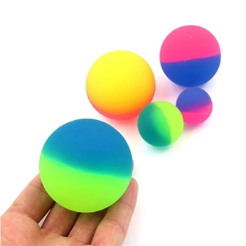 15 Pieces Of Two-Color Elastic Ball Toys Children Colored Boys Elastic Balls Rubber Children\'s Sports Games Elastic Balls Gifts