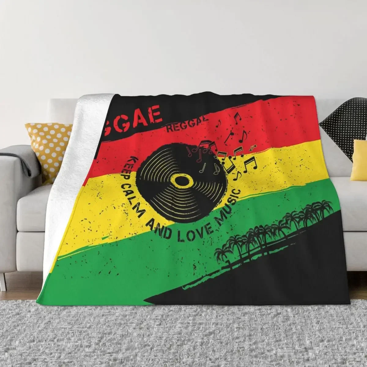 Reggae Keep Calm Love Music Rasta Knitted Blanket Flannel Rastafarian Jamaica Super Warm Throw Blankets for Bed Bedspread