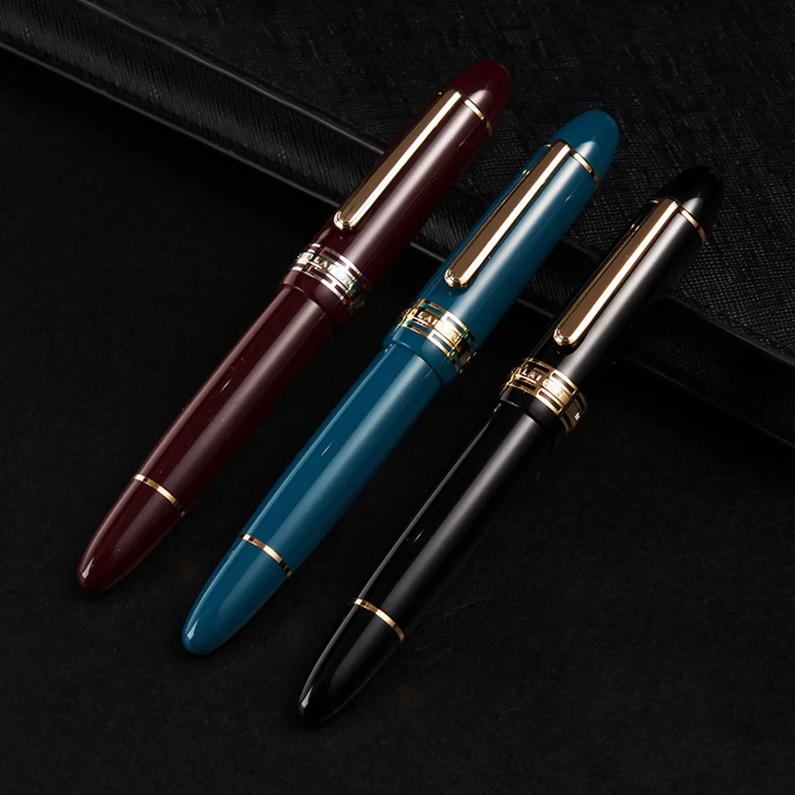 

Yongsheng junlai 630 Fountain Pen 14K Gold Wave Long Knife Nib Piston inking Gold Clip Resin Stationery Business Writing ink pen