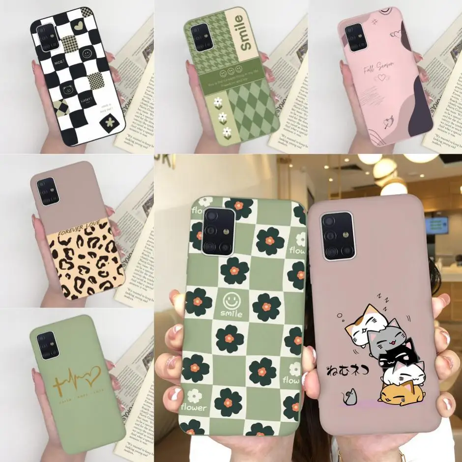 For Samsung Galaxy A51 A71 A31 4G Case Cute Love Heart Cartoon Silicone Soft Shell For Samsung A 51 A 71 A 31 4G Colorful Coque