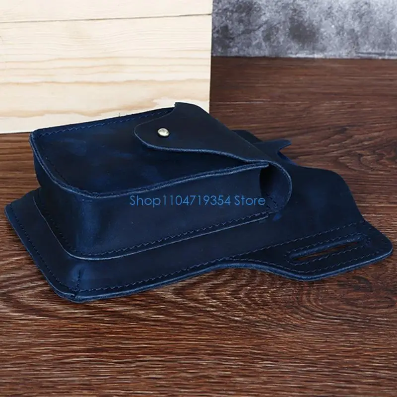 0XLD Portable Belt Bag Leather Men's Outdoor Belt Bag Horse Leather Bag