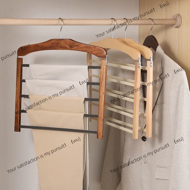 Wardrobe storage, multi-functional solid wood pants rack, towel household apartment drying rack