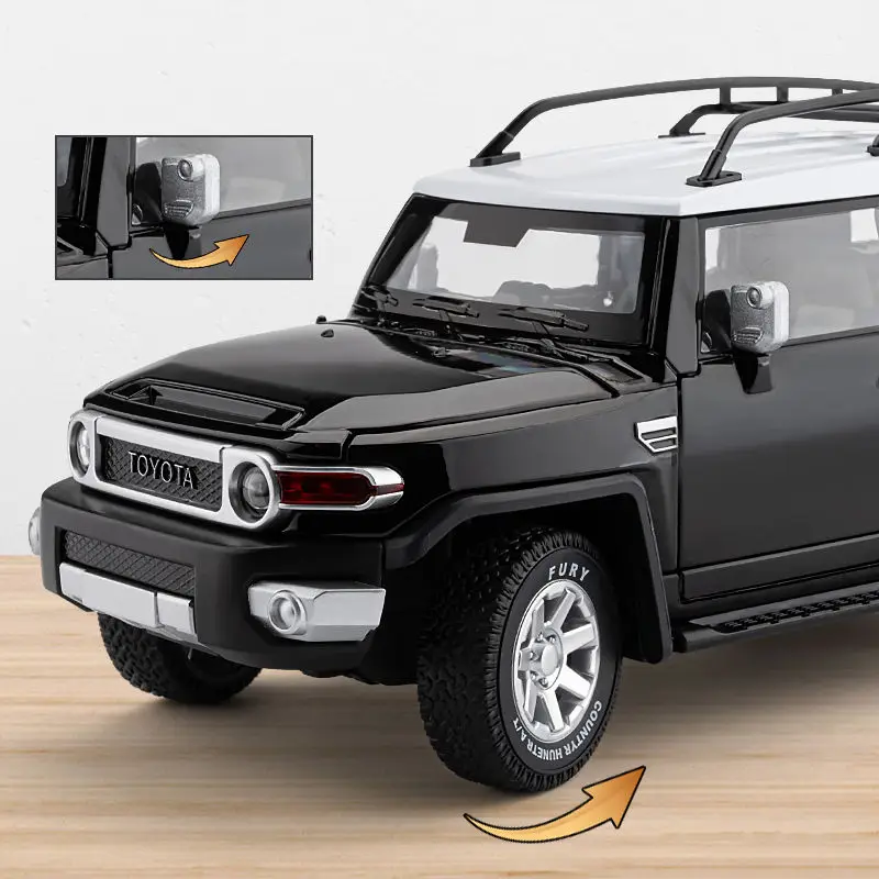 1:24 TOYOTA FJ Cruiser Alloy Car Model Diecast & Toy Metal Off-road Vehicles Car Model Sound and Light Simulation Childrens Gift